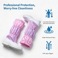 Botas de Trabajo Industriales Antiestáticas de Cuero Reutilizables Color Rosa, a Prueba de Polvo, con Suela Alta y Protección ESD para Laboratorios y Cuartos Limpios