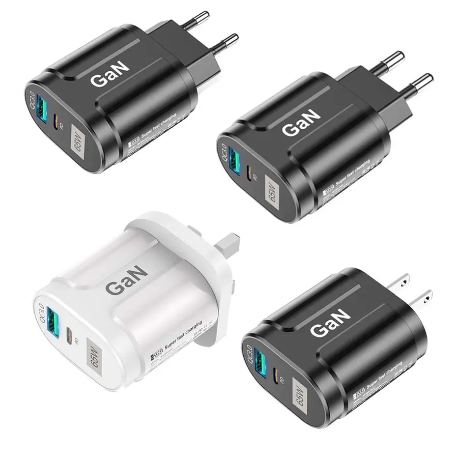 65w gan charger type-c QC3.0 dual ports fasf mobile phone laptops tablets pd power adapter