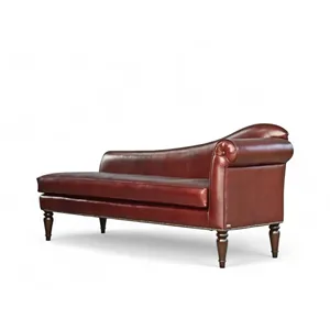 Sofá individual de dos plazas Chesterfield de estilo europeo de alta calidad, patas de madera de cuero pulido para sala de estar, apartamento, centro comercial - Product Image 6