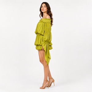 Abito Estivo da <span class=keywords><strong>Donna</strong></span> con Maniche Personalizzabili, Vestito Corto in Chiffon con Spalle Scoperte, <span class=keywords><strong>Taglie</strong></span> Plus - Product Image 2