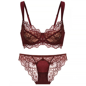 French Style Embroidery Eyelash Lace Lingerie <b>Set</b> <b>Sexy</b> Breathable Ultra-thin <b>Bra</b> <b>Set</b> - Product Image 6