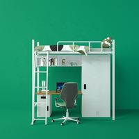Lmetjzd — ensemble de meubles de chambre à coucher, lit superposé avec matelas et chaise, meuble de dortoir, lit en métal