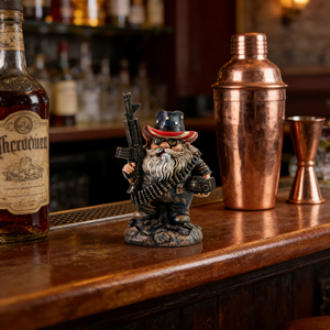 Estatua de Gnomo de Jardín Táctica - Figura de Resina de Veterano Patriótico con Rifle y Granada, Escultura de Enano con Sombrero de Bandera Americana - Product Image 3