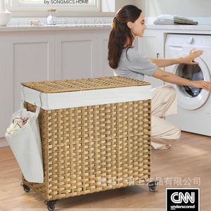 Woven Laundry <b>Basket</b> <b>Foldable</b> Rectangle Storage Box For Home Balcony Use - Product Image 4