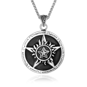 Thời Trang Vintage Talisman Seal Solomon Sáu Điểm Sao Vòng Cổ Mặt Dây Chuyền Mens Mát Mẻ Quẻ Thép Không Gỉ Sao Của David Vòng Cổ - Product Image 3