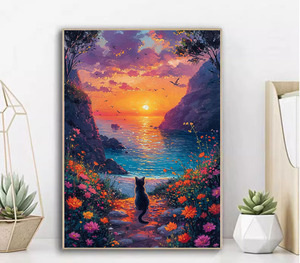 Pintura por Números Personalizada con Fotos de Gatos, Flores, Atardecer, Lago y Montaña, <span class=keywords><strong>Lienzo</strong></span> Nuevo Clásico/Postmoderno para el Hogar - Product Image 2