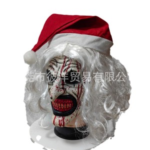Máscara de Payaso con Temática Navideña y Gorro de Santa, Accesorio para Cosplay de Terror, Material de Emulsión, Estilo Divertido - Product Image 5