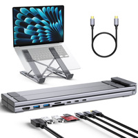USB C Alüminyum Alaşımlı Laptop Bağlantı İstasyonu Standı, Tablet Standı 8'i 1 Arada USB C Hub, 4K 2 USB 3.0 PD 100W, MacBook için