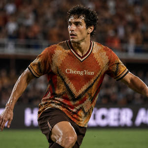 Camiseta de Fútbol Personalizada con Diseño Zigzag en Tonos Tierra, Estilo Retro, Ropa Deportiva Étnica, Maillot de Foot - Product Image 4