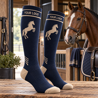Chaussettes d'équitation personnalisées, chaussettes d'équitation mi-hautes, respirantes, rembourrées, chaussettes OEM avec logo de marque privée pour les cavaliers