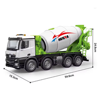 Camion malaxeur télécommandé Huina 1537 1:14 RTR en métal 2.4G 12CH avec effets lumineux et sonores, modèle fini, jouet avec chargeur
