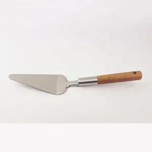 Spatula Penyaji Pizza, dengan Pegangan Kayu Stainless Steel Pizza Pie Server Spatula Sekop Segitiga untuk Kue Pie Pizza Dll