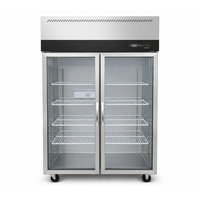 Réfrigérateur de présentation pour supermarché en acier inoxydable 880L/1350L, réfrigérateur commercial à porte vitrée, refroidissement direct 2-10°C