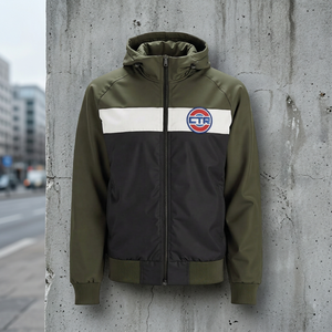 OEM Custom Color Block Windproof <b>Jacket</b> <b>Zip</b> <b>Up</b> Nylon Outerwear Hooded Sports Coat for Men - Product Image 4