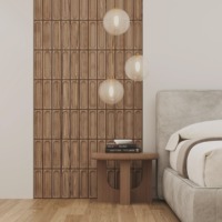 Planches murales en bois rainurées et cannelées, encastrées en forme de capsule, finition ton miel ambré, pour mur de tête de lit, barre murale, OEM Contractor