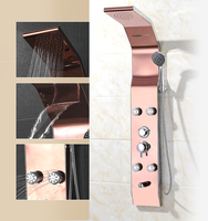 Ensemble de douche thermostatique chaud et froid en acier inoxydable avec panneau de massage, pomme de douche électrique avec écran numérique LED et jets corporels