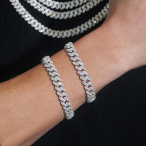 Bracciale a catena cubana da <span class=keywords><strong>uomo</strong></span> di lusso, in ottone e rame, con <span class=keywords><strong>diamanti</strong></span> ghiacciati VVS Moissanite, gioielli hip hop personalizzati da 8 mm - Offerta imperdibile - Product Image 4