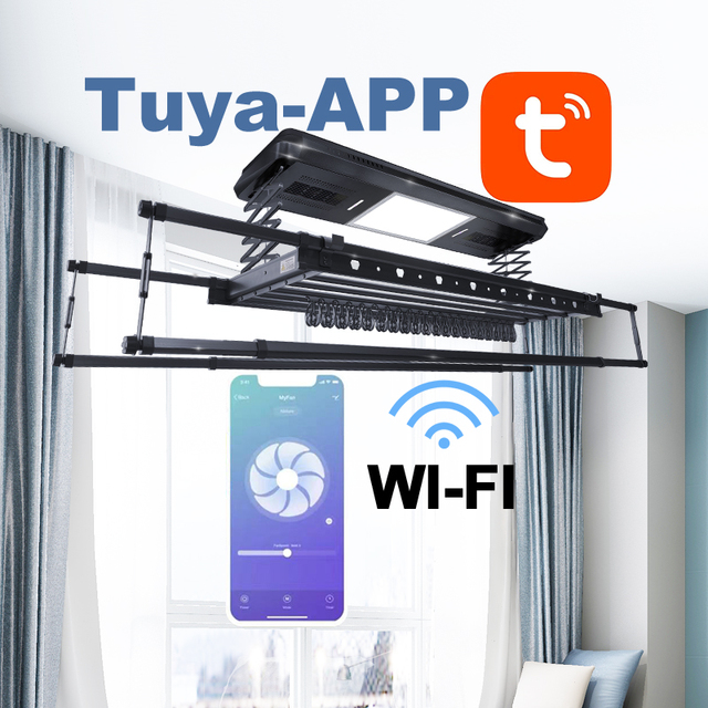 Innovative Tuya APP Controlled Compact Electric Ceiling Hanger Smart Clothes Drying Rack for Household Use Smart Home Product