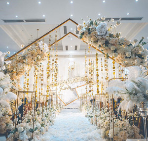 Arco de boda de hierro forjado con diseño geométrico pentagonal para decoración de escenarios de boda, venta al por mayor para fabricantes - Product Image 2