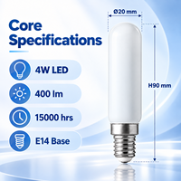 Ampoule LED tubulaire à filament T6 T20 4W 400LM de haute qualité, culot E14, 220VAC, corps en verre, sans scintillement, ampoules LED à filament CE RoHS