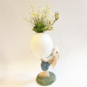 Konijnenvaas Met Eierschalen Ornament Handgeschilderde Harsdecoratie Voor Woonkamers En Tuinen - Product Image 1