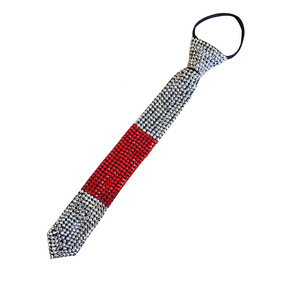 Corbata con Bloques de Color y Decoración de Diamantes de Imitación para Hombre y Mujer, Corbata Brillante sin Nudo, Estilo Casual de Negocios, Material de Rayón - Product Image 5