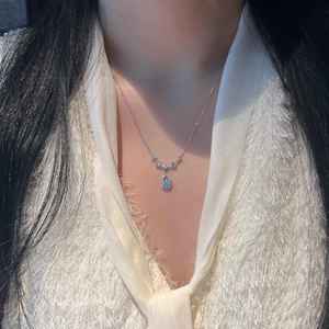 Collar de Plata de Ley S925 con Lágrimas de Sirena y Circonita en Forma de Gota de Agua, Exquisito y Lujoso Estilo Coreano, Versátil, Colgantes y Dijes Finos - Product Image 2