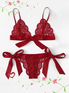 Produsen Pakaian Wanita Grosir Set Lingerie Seksi Renda Crochet Dua Potong untuk Hari Valentine Set Bra Lingerie Wanita - Product Image 2