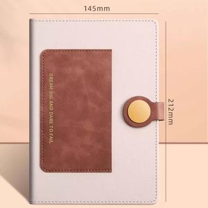 Carnet de notes A5 en cuir PU avec blocs de couleur exquis, fermeture magnétique, agenda, logo personnalisé, couverture rigide, poche pour cartes - Product Image 1