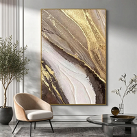 Peinture à l'huile abstraite moderne peinte à la main sur toile, marque ZM originale, or et gris, encadrée, décoration pour salon et chambre à coucher