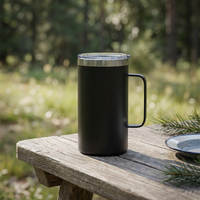 Mug de voyage isotherme en acier inoxydable à double paroi avec poignée, personnalisable avec logo par sublimation