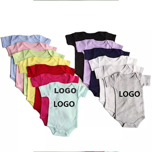 批发连体衣婴儿服装连体衣平纹定制印花短袖彩色空白100% 有机精梳棉婴儿连体衣 - Product Image 1