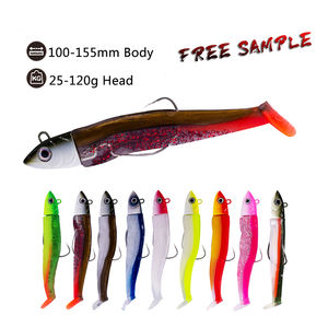 Leurre de pêche en silicone noir, type <span class=keywords><strong>minnow</strong></span> souple, appâts de pêche, jig tête plombée, corps souple - Product Image 1