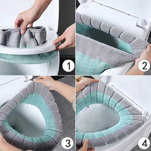 Funda universal para asiento de inodoro, suave y cálida para invierno, cojín de baño en forma de O con asa, accesorios de baño para mantener el calor en invierno - Product Image 6
