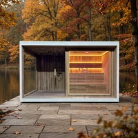 Sauna et douche extérieurs modulaires intégrés à montage facile, cabine de bien-être intelligente pour 3 personnes avec chauffage