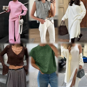 เสื้อผ้าผู้หญิงขายส่งแบบคละไซส์ ชุดเดรสยาวแบบลำลองถักนิตติ้งหลากสีสันสำหรับงานปาร์ตี้ มีสินค้าในสต็อกจำนวนมาก - Product Image 4