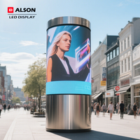 ALSON Écran LED cylindrique à LED Écran publicitaire étanche IP66 Lecteur publicitaire extérieur à LED Signalisation vidéo murale à LED
