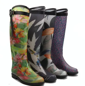 Bayanlar sıcak satış yeni tasarım orijinal topuklu sürme pvc wellingtons avcılık botları kadınlar için