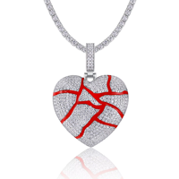 Collier pendentif en forme de cœur en cristal de glace, plaqué or, plaqué argent, plaqué rhodium, chaîne en laiton avec zircon, bijoux hip-hop