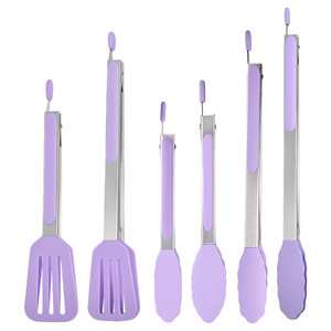 Silicone Food Tongs Stainless Steel Spatula Tongs Heat Resistant BBQ <b>Tools</b> For Grilling Meat Steak Bread Flipping - Product Image 1