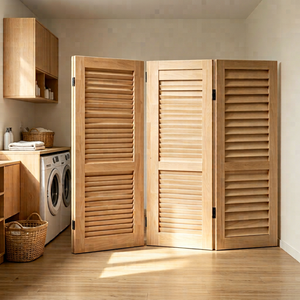 Wooden Folding Room Divider 3 Panels Handcrafted Minimalist Design Opaque Privacy <b>Screen</b> Foldable Frame Structure - Product Image 1