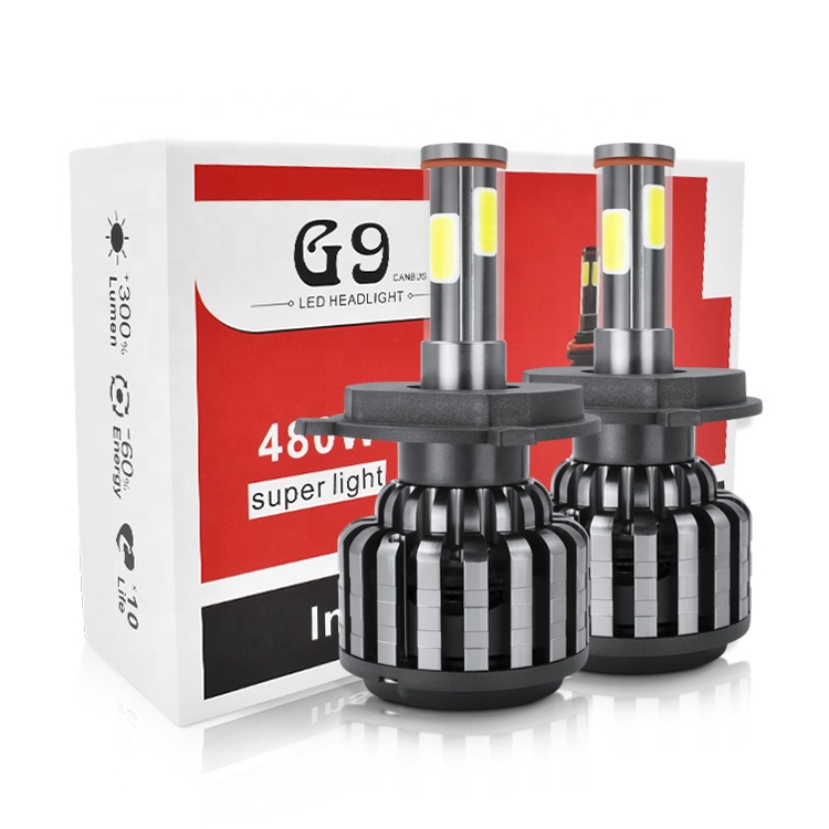 Высокая мощность 4-стороннее G9 светодиодные фары початка чип высокой ближнего и дальнего света H4 H1 H7 9005 H3 светодиодные лампы 12000LM Автомобильные светодиодные фары 6000K
