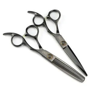 6.0 inch WAHL black screws new fashion design beauty barber scissors flat scissors tooth Hair scissors