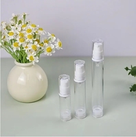 Flacon pompe sans air rechargeable en plastique AS de 5 ml, 10 ml, 15 ml pour crème et lotion pour le visage, emballage cosmétique pour soins de la peau, logo personnalisé