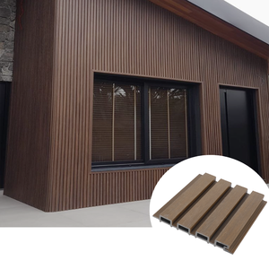 Hiện đại WPC Panel tường cho ngoài trời Vườn bên ngoài không thấm nước rãnh Composite Ốp chải kỹ thuật thiết kế đồ họa - Product Image 3