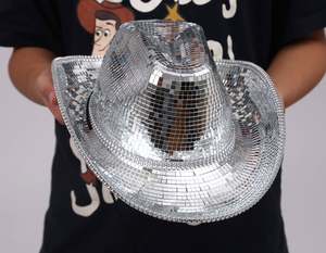 Populaire Disco Ball Cowboy Chapeau Beyonce World Concert <span class=keywords><strong>Discothèque</strong></span> Miroir Brillant À La Main Sequin Chapeau De Fête Adulte Cowboy Chapeaux - Product Image 3