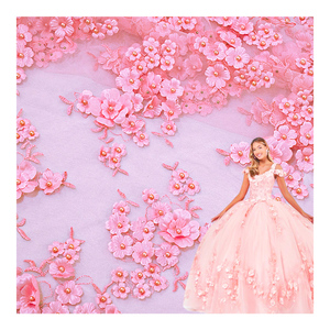 Nuovissimo tessuto di maglia fatto a mano da sposa di lusso ricamo perla di nozze 3D fiori per il matrimonio - Product Image 1