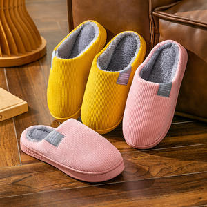 Chaussons d'intérieur moelleux et chauds à semelle épaisse, couleur unie, pour l'hiver, chambre, hôtel, maison - Product Image 3