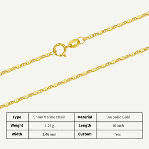 VFOOK Cadena Marina brillante Collar de oro sólido Pulsera Accesorios de moda 14K 18K Cadena marinera de oro real para hacer DIY - Product Image 2