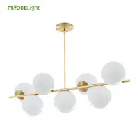 Сферическая люстра со стеблями, белая стеклянная люстра, современные латунные светодиодные подвесные светильники для гостиной